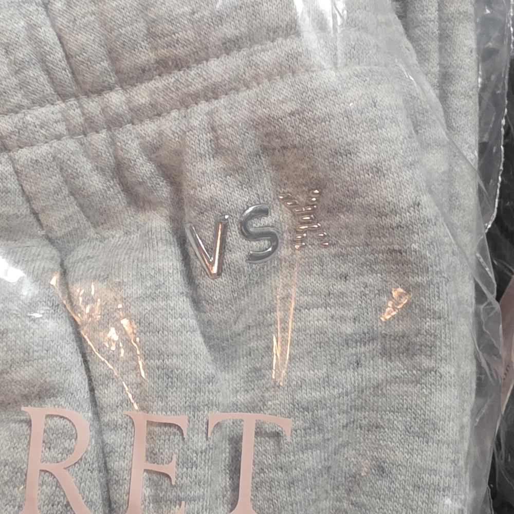 3 Pair Of Victoria's Secret Light Gray, Red Gltter & Black Sweatpant